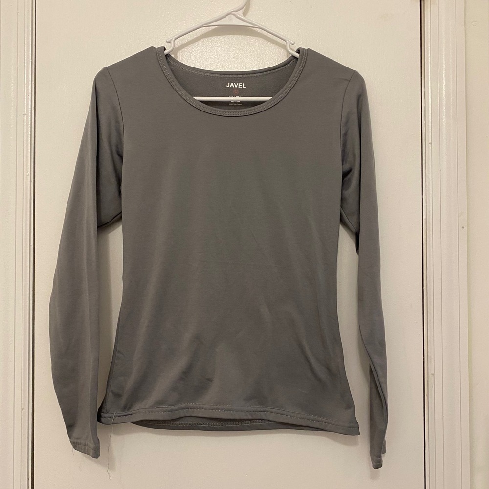 Javel Long Sleeve Top Athletic Activewear Layering Shirt Gray Size M